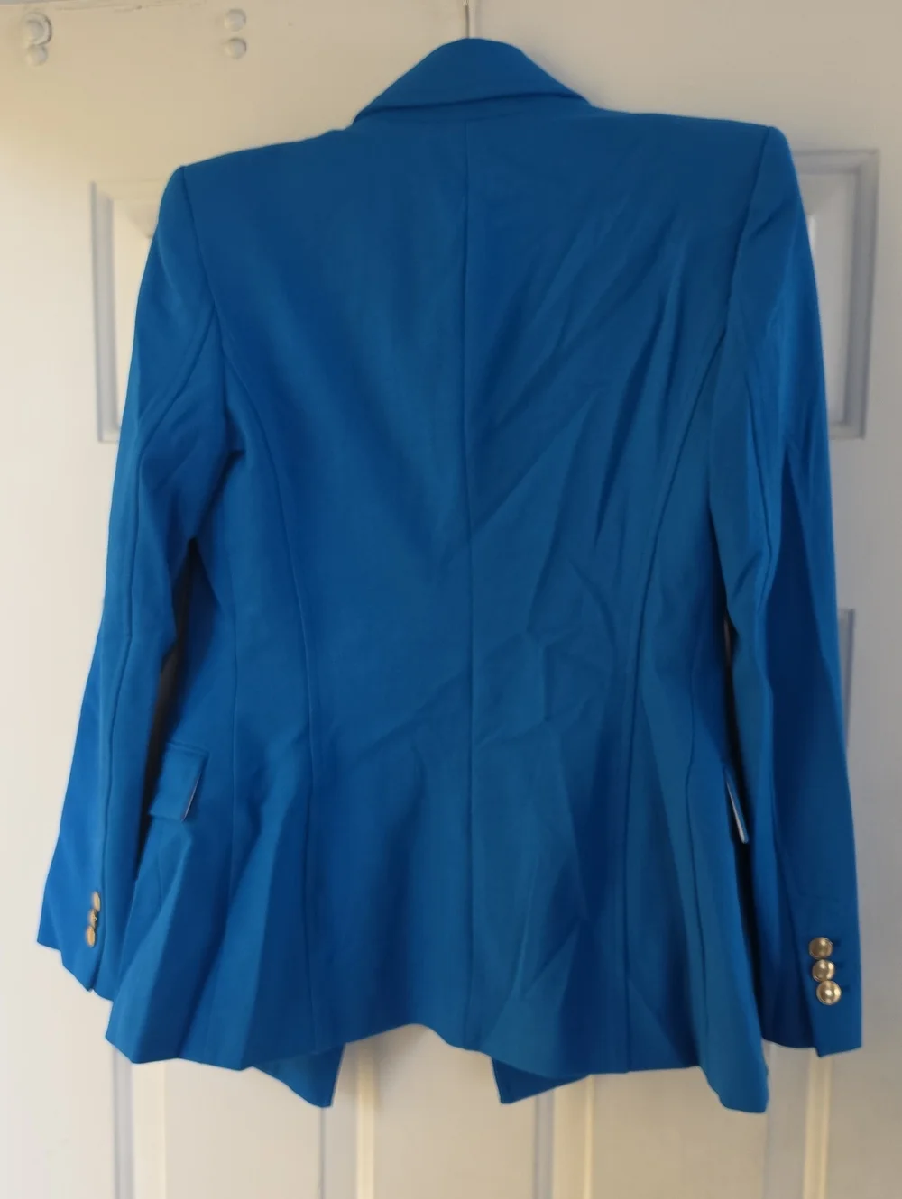 RARE ZARA BLUE DOUBLE BREASTED JACKET BLAZER GOLD BUTTONS